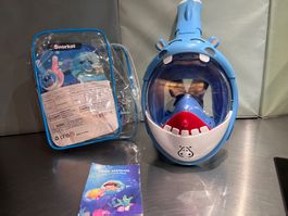 Schnorchelmaske Kinder Hippo blau mit Tasche