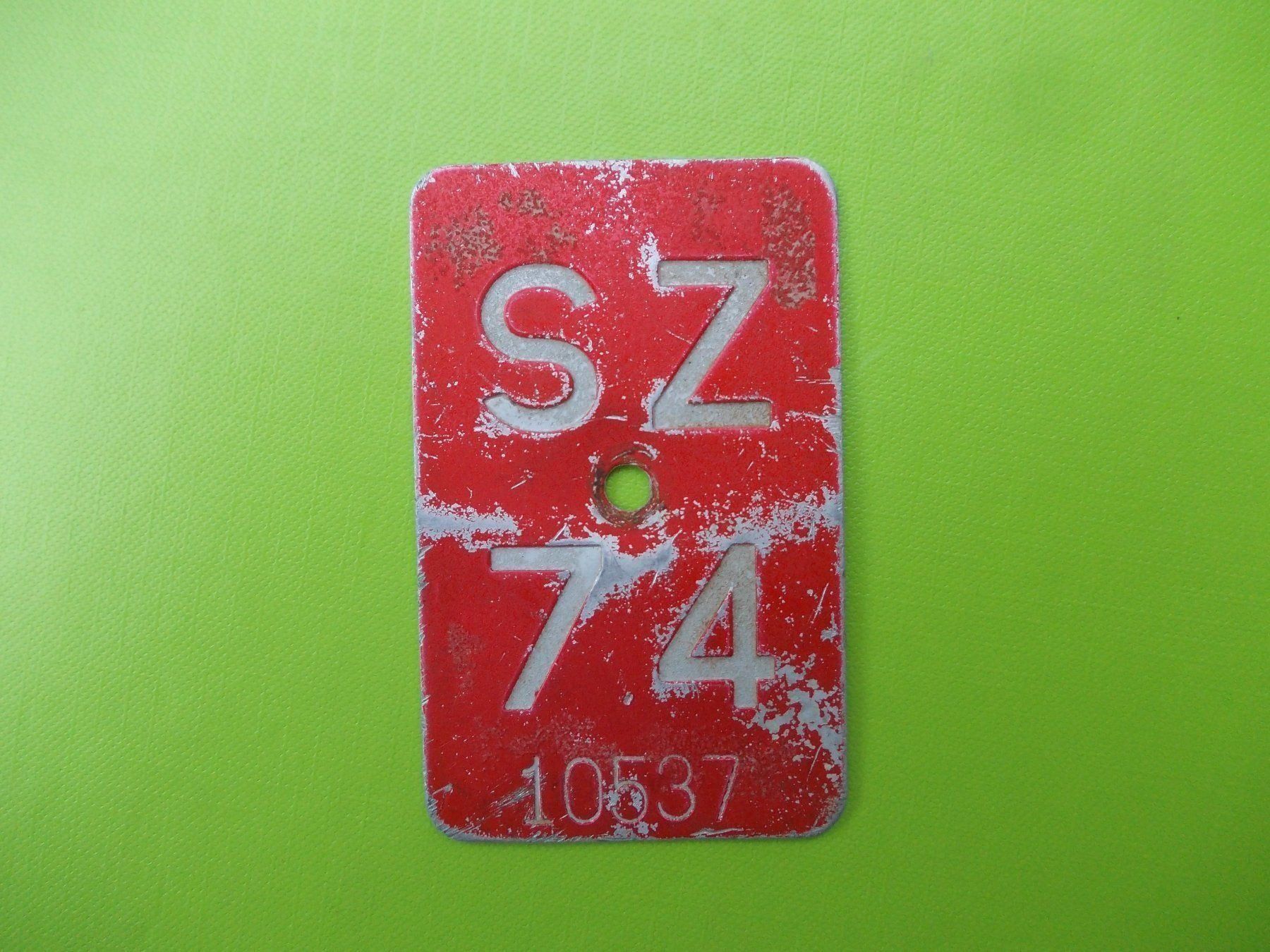 Insegne: Velonummer / Fahrradnummer SZ 74 – Usato da Gsteigwiler venduto da HORMIGA21