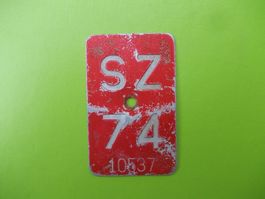 Velonummer / Fahrradnummer SZ 74