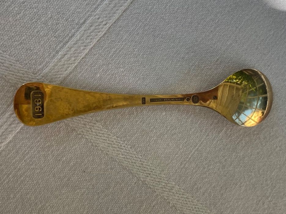 Jensen Cucchiai: Jensen Löffel Sterling vergoldet mit Blumenmuster – Usato da Wallisellen venduto da skorpion-11 1