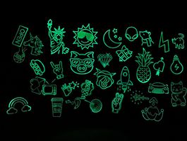 Glow in the Dark Stickers I 33 Stk. I Wasserdicht