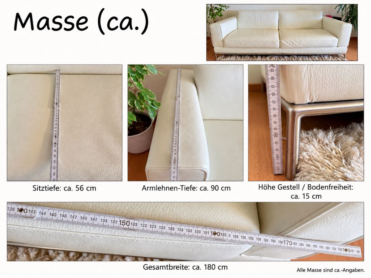 Divani: 3er-Ledersofa (cremeweiss) – Usato da Waltenschwil venduto da Ell_a 2