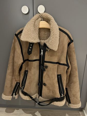 Victoria Beckham Lammfell Lederjacke Gr. 38
