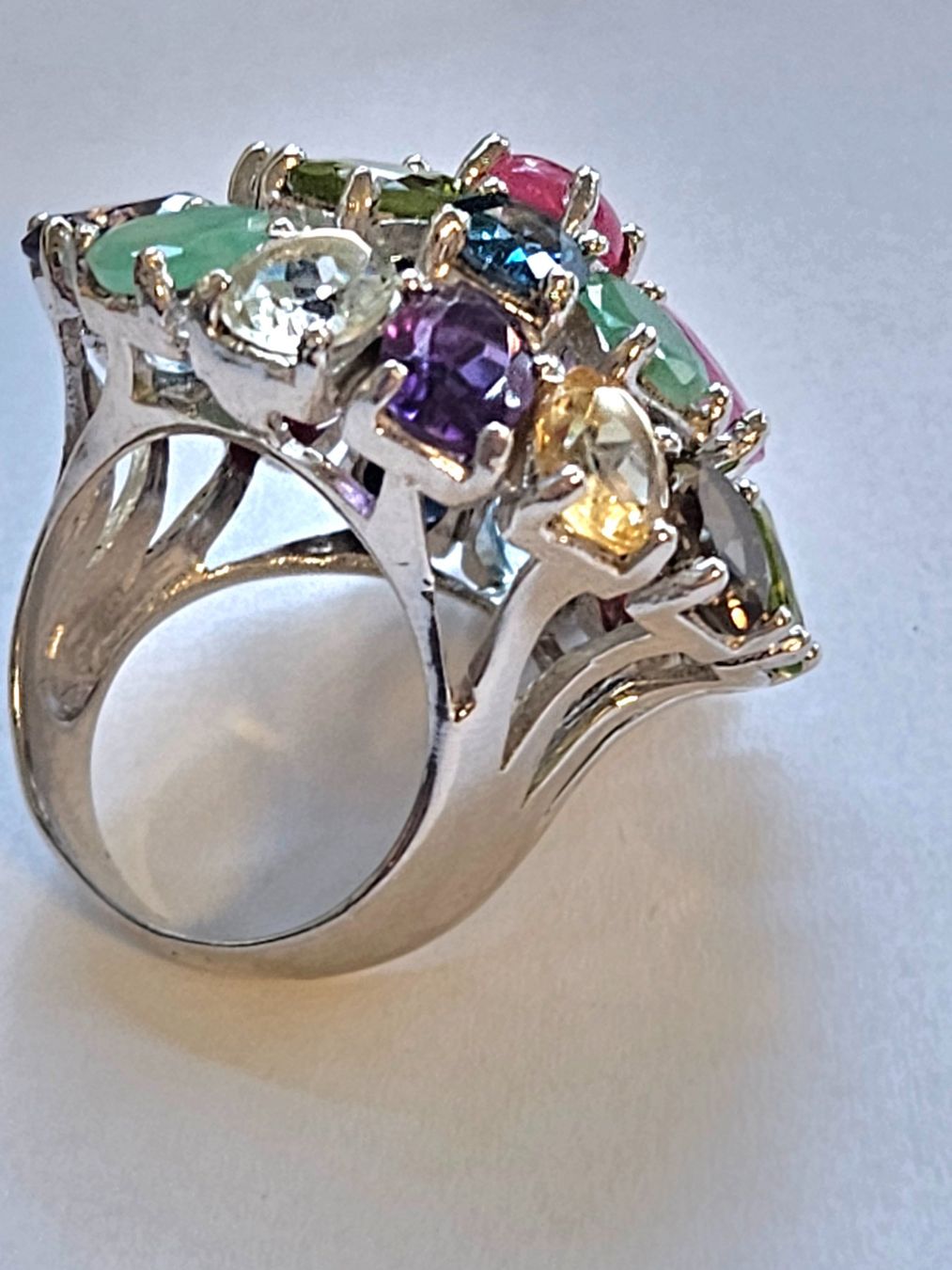Anelli: Silber Ring mit vielen bunten echten Edel-Steinen – Nuovo (secondo la descrizione) da Zürich venduto da adriben 2