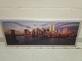 Wandbild New York Skyline mit Alurahmen 45×120cm