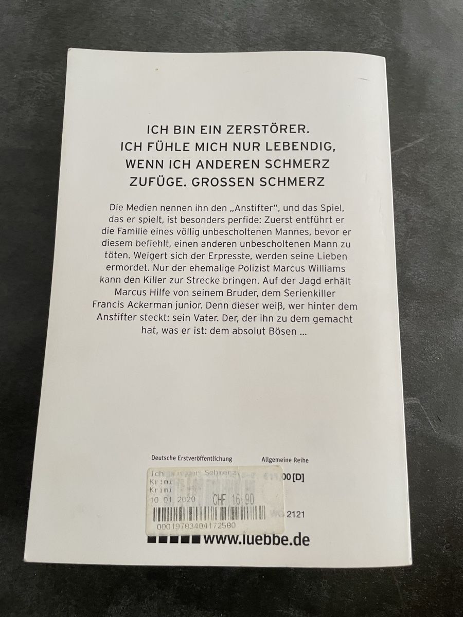 Libri: Ethan Cross - Ich bin der Schmerz – Usato da Oberwil BL venduto da Petermib 1