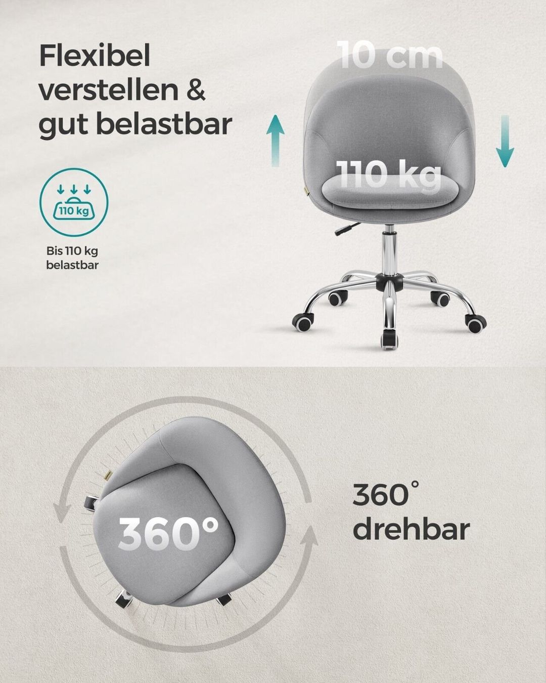 Stühle: SONGMICS Drehstuhl Grau – Neu und originalverpackt aus Bottighofen von zaap 5