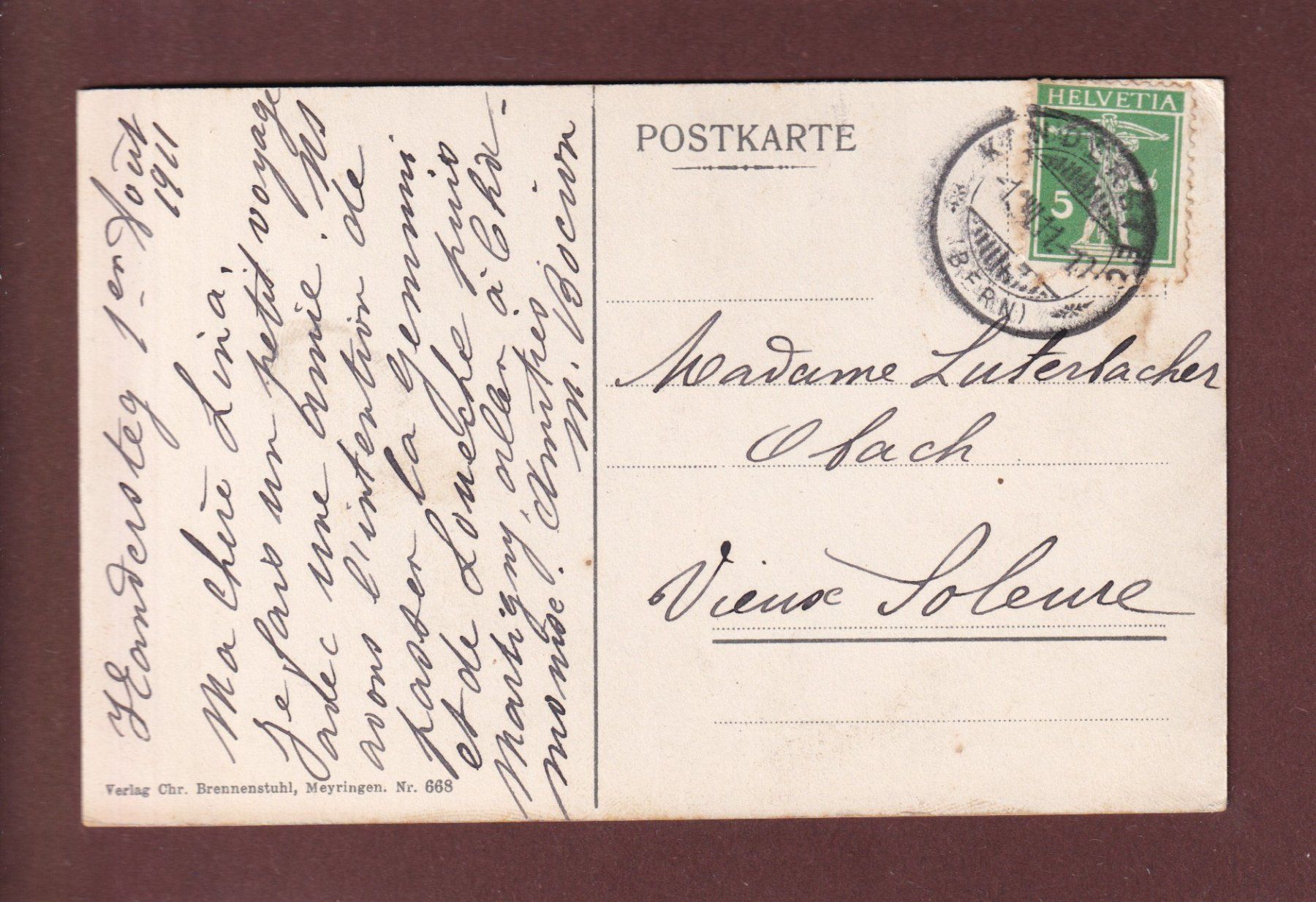 Cartoline postali: GEMMIPASS - Daubensee - 1911 – Usato da Pully venduto da nicecards 1