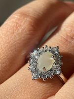 Perlmutt und Zirkonia Natursteinring verstellbar