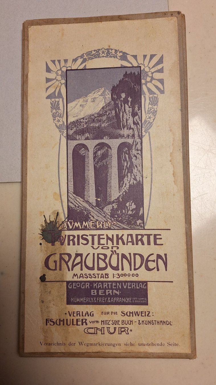 Landkarten & Atlanten: Wanderkarte von Graubünden - 1908 – Gebraucht aus Grabserberg von Sahara947