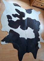 Tapis en véritable peau de vache, noir et blanc