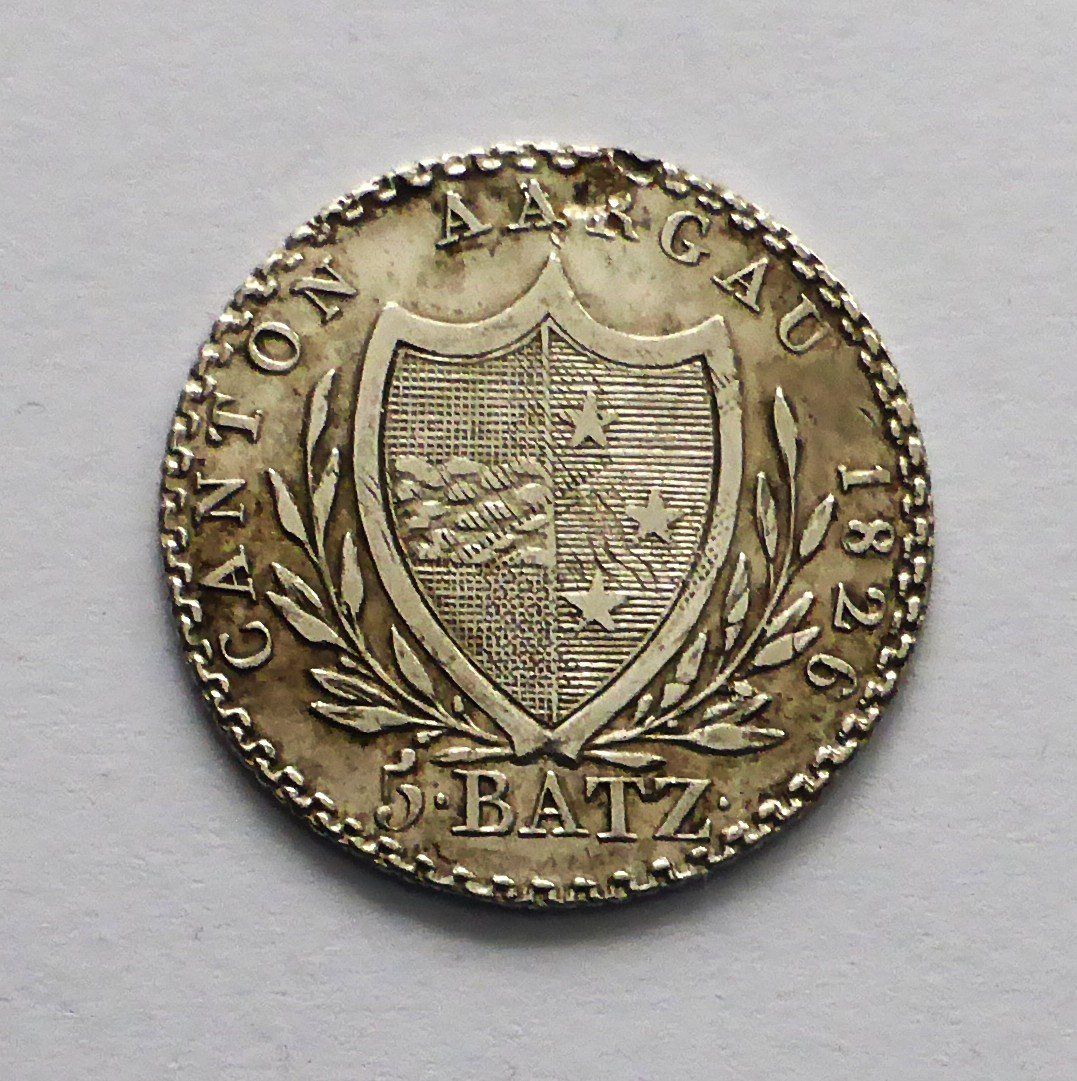 Alle Münzen: Canton AARGAU, 5  Batzen 1826 - Silber /argent – Gebraucht aus Buochs von ema-coins 2