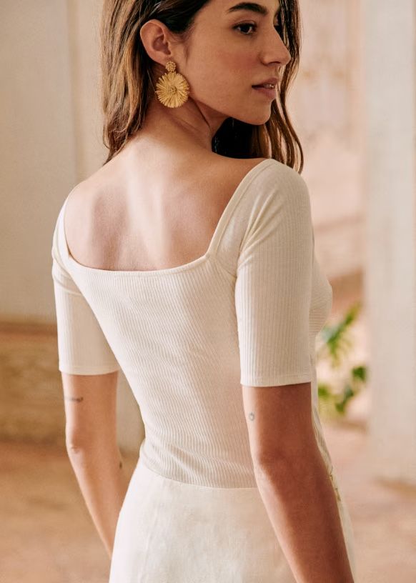Sezane Tops: Sezane Caro Tshirt Cream Knit – Gebraucht aus Münchenstein von B771 3