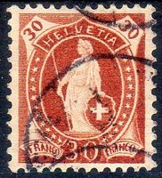 STEHENDE HELVETIA 68C 30RP  GESTEMPELT ERHALT SIEHE SCAN 38