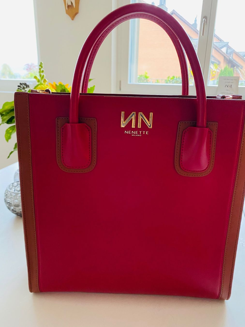 Taschen für Damen: Handtasche Nenette  rot & cognac neu – Neu (gemäss Beschreibung) aus Dietschwil von adr_gs9w 5