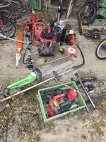Garten-Werkzeug-Mix - Heckenschere, Rasentrimmer, Sauger