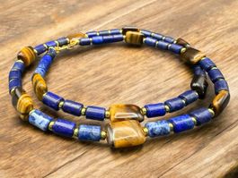 Unikat 💎 Halskette aus Lapislazuli und Tigerauge