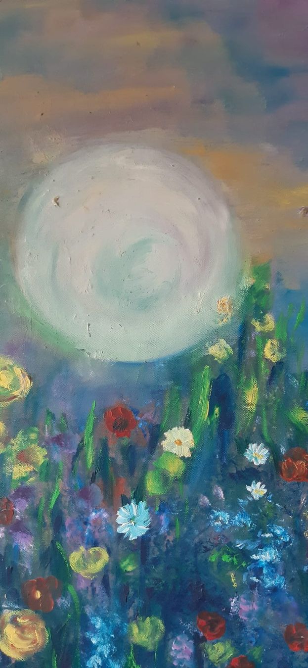 Gemälde: Blumenwiese mit Sonne – Gebraucht aus Villmergen von perle19 1