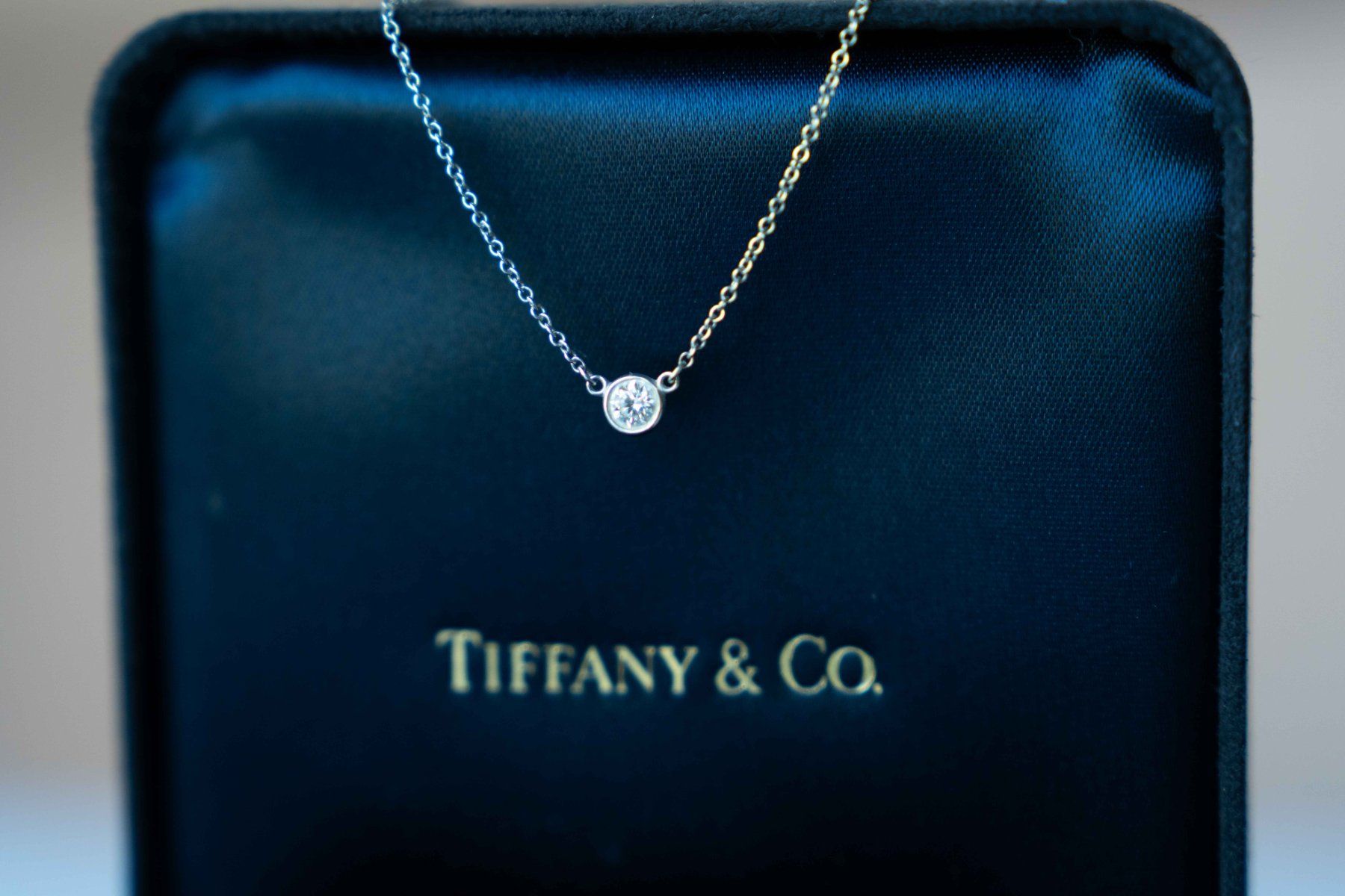 Tiffany & Co. Ketten: Tiffany - Elsa Peretti Single Diamond Platinum Pendant – Gebraucht aus Clarmont von sil_59s9 1