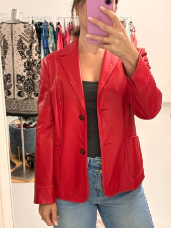 wie neu Laurèl Lederblazer rot 40 Jacke Blazer Lammnappa