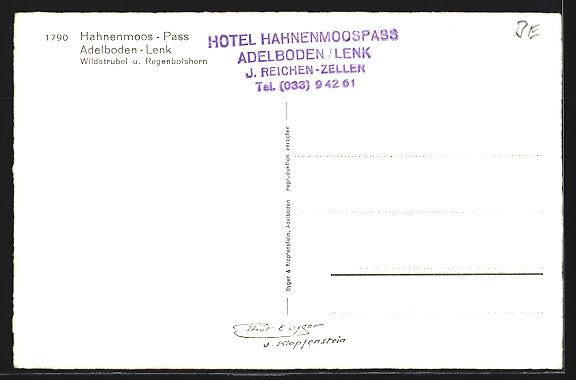 Ansichtskarten: Adelboden-Lenk, Hotel Hahnenmoospass, Wi – Gebraucht aus Berlin von bartko-reher 1