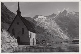 Gletsch  VS  -   Kapelle mit Rhonegletscher