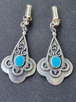 Boucles d'oreilles Argent 925 Turquoise Narurelles Top état