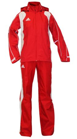 Adidas Damen Regenanzug Regen Jacke+Regen Hose rot /Gr.40