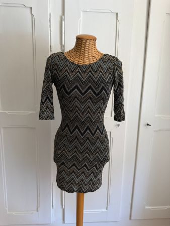 NEW LOOK - Glitzerkleid schwarz-weiss-gold XS