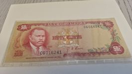 Jamaica 50 Cents Banknote, CG016241, 1960, Top