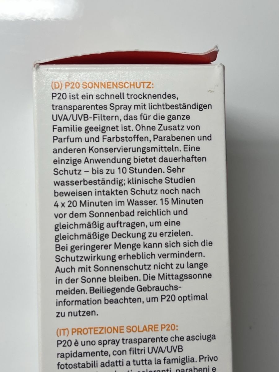 Protezione solare: P20 Sonnenschutz Spray SPF 30 – Nuovo e nell'imballaggio originale da Schmerikon venduto da ram_9z7y 1
