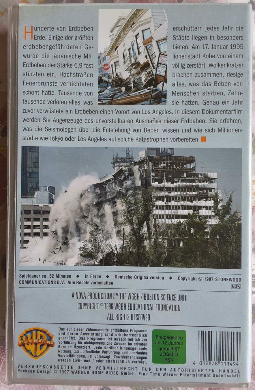 Tutti i VHS: VHS Naturkatastrophen Erdbeben 1995 52' – Usato da Hallau venduto da histoiremerveilleuse 1