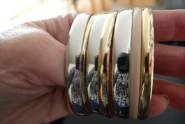 Basteln: 7 Schmuck Armreifen Armspangen goldig silbrig beige