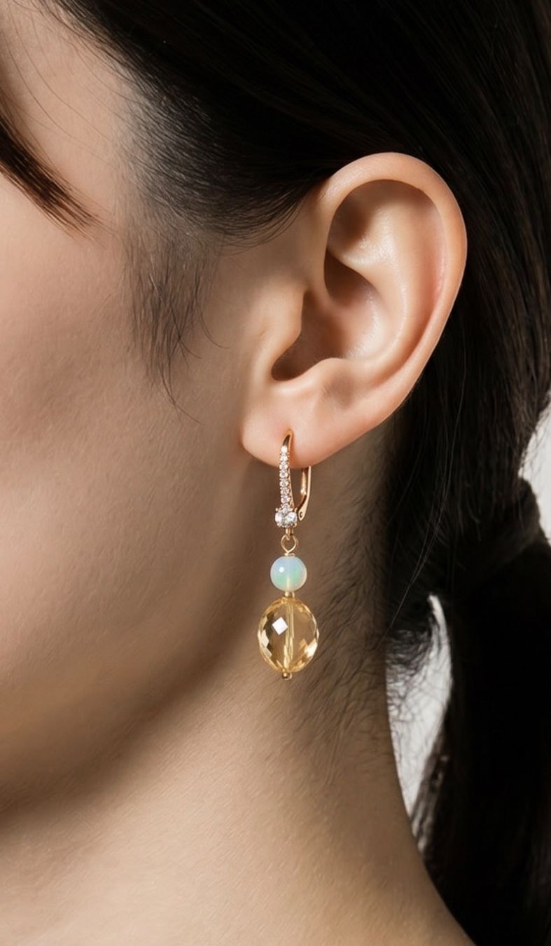 Orecchini pendenti & Orecchini a lobo: Wunderschöne, unikate Opal, Citrin Ohrringe NEU – Nuovo e nell'imballaggio originale da Basel venduto da Chili007