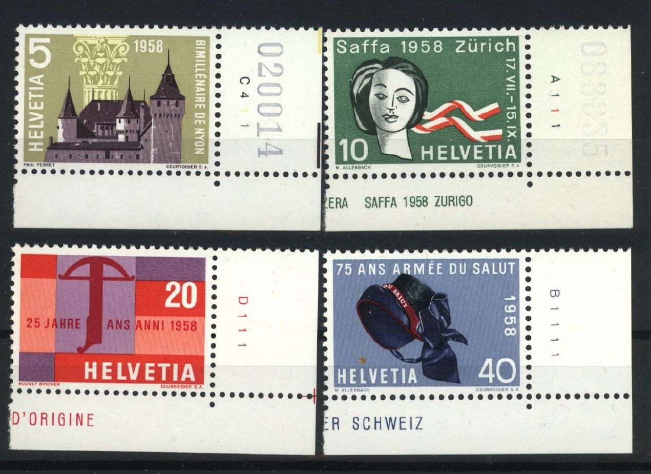 Tutti i francobolli: 1958, Gedenkmarken ** (1) – Usato da Willisau venduto da Vollstempel