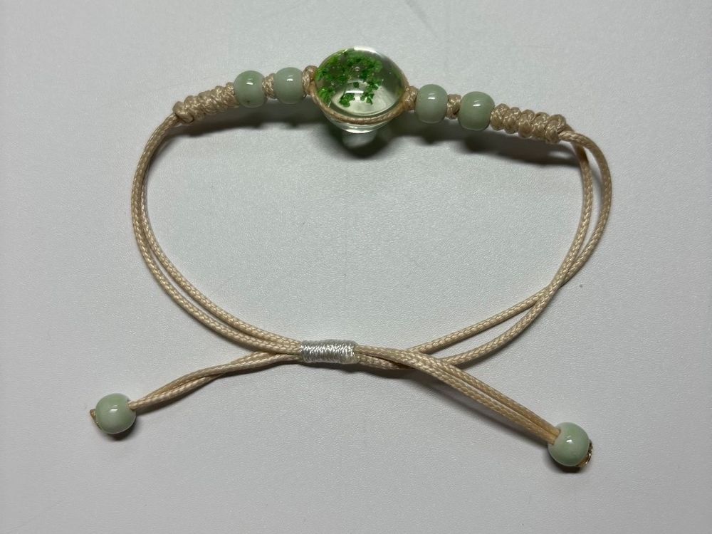 Seladon Porzellan Armband - Chinesisches Blumenmuster Blau Weiß