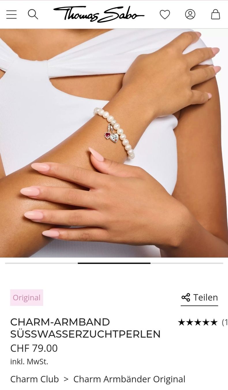 Thomas Sabo Bracciali & Braccialetti: Thomas Sabo Charm Armband aus Süsswasserzuchtperlen – Usato da Kloten venduto da gupnik 1