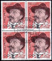 HELVETIA 1990 FRANK BUCHSER MALER 4ERBLOCK GESTEMPELT - N361