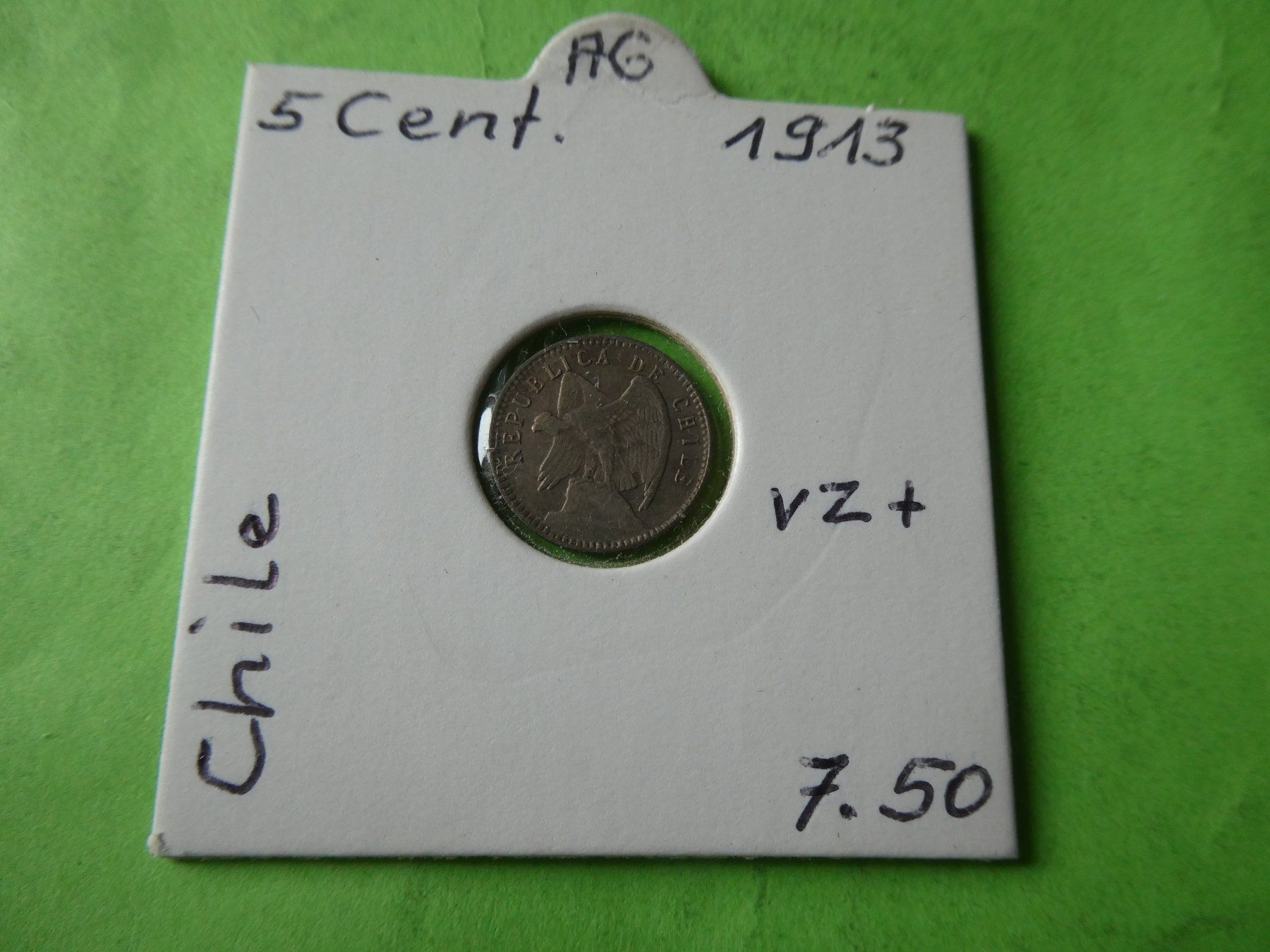 Tutti le monete: Chile 1913, 5 Centavos  - Silber – Usato da Hinterforst venduto da Rohusri