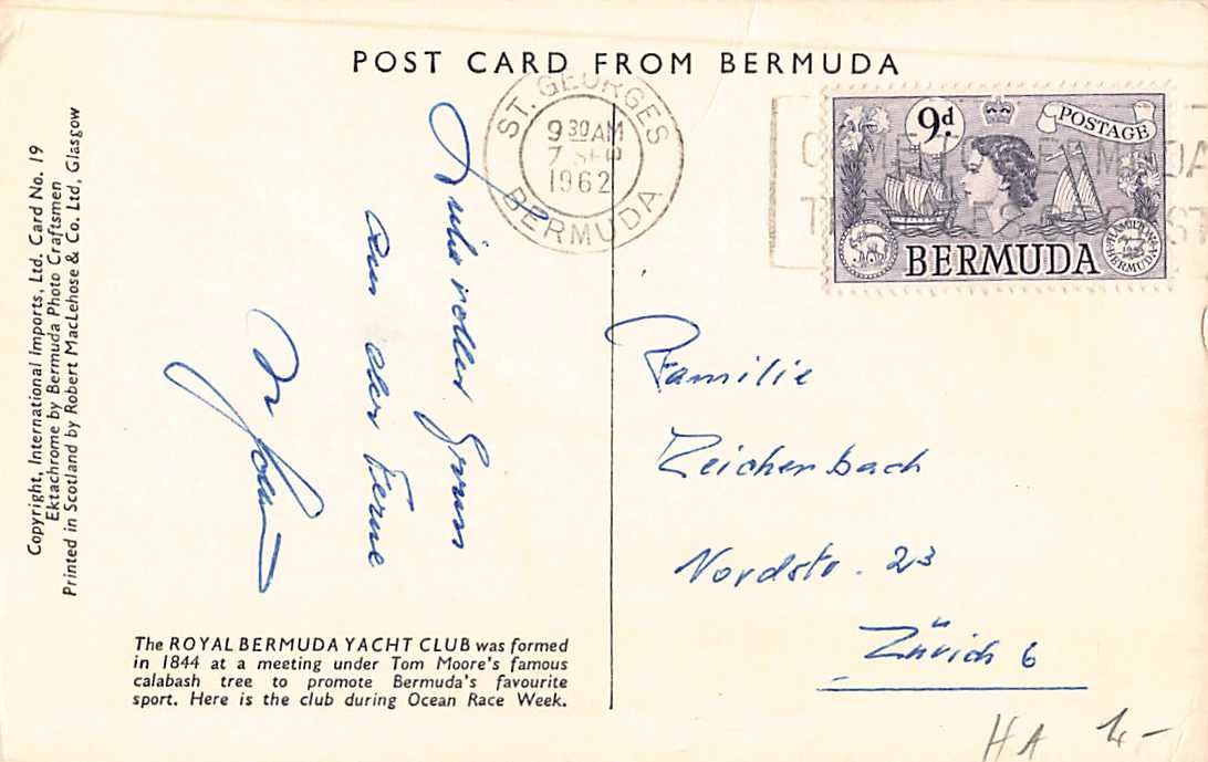 Cartoline postali: EXOTISCHE Ansichtskarten 3x BERMUDA - in die Schweiz – Usato da Lufingen venduto da TopAnsichtskarten 3