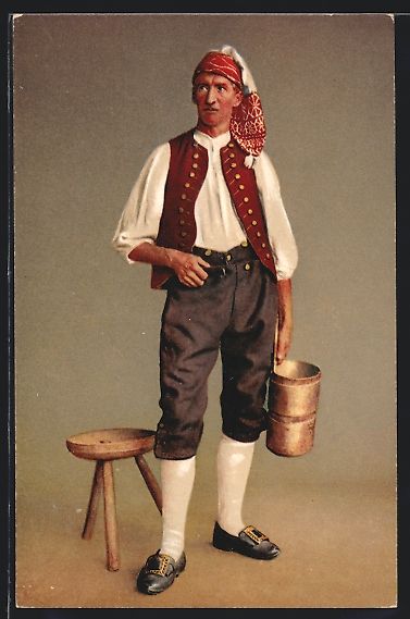 Cartoline postali: AK Guggisberger Senn in Tracht – Usato da Berlin venduto da bartko-reher