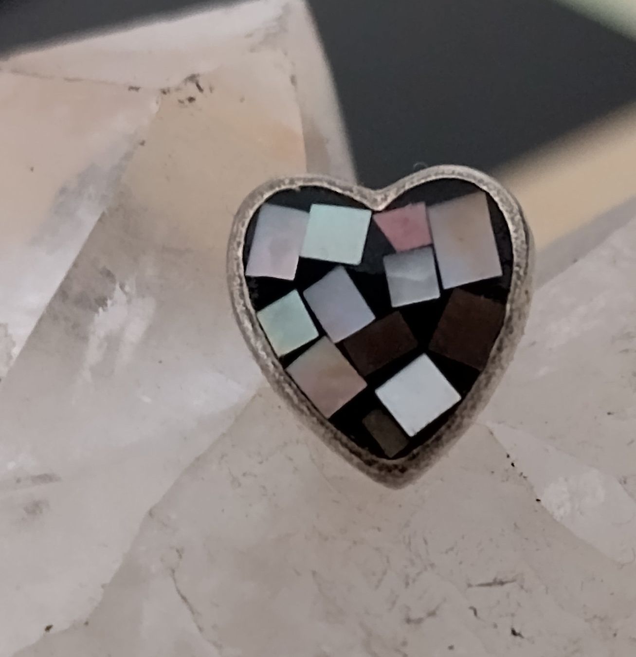 Ohrringe & -stecker: HERZ OHRRINGE SILBER 925 MIT PERLMUTT INLAY – Gebraucht aus Romanshorn von BoutiqueA 3
