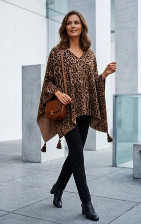 Navyboot Cape Poncho Leo Wolle/Kaschmirgemisch one size