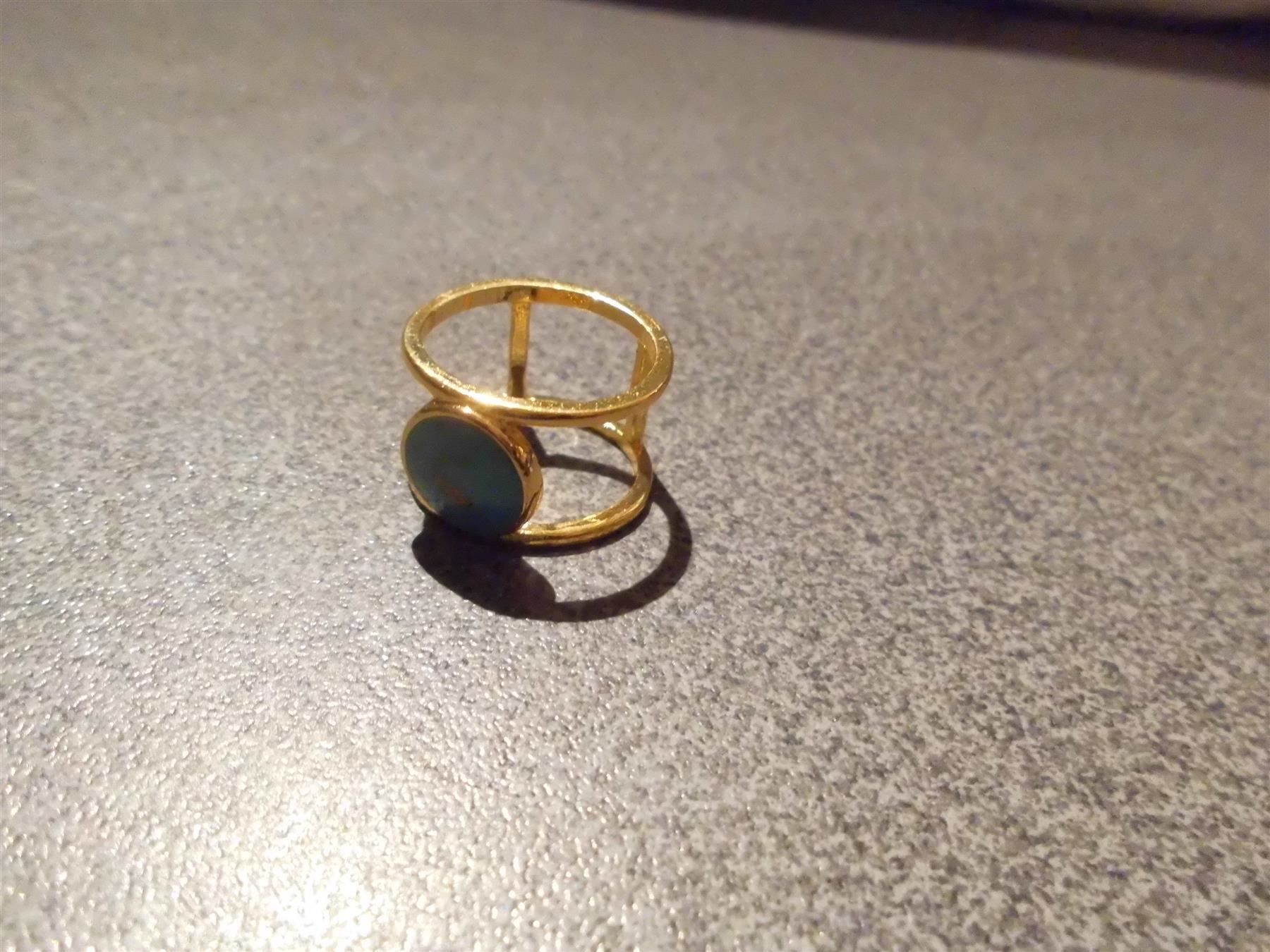 Anelli: Ring, Doppelschiene, goldfarbig, blauer – Usato da Zürich venduto da abraxas1291 1