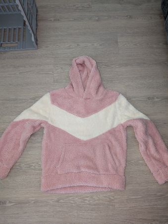 Fuzzy Hoodie rosa-weiss 
