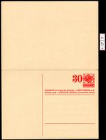 30 auf 25 Rp. Ausland-Doppelpostkarte - ungebraucht
