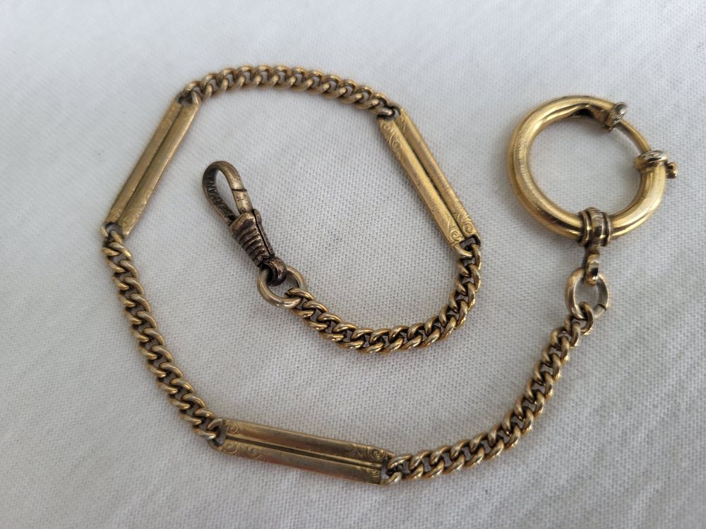 Taschenuhr-Kette Doppelt Albert-T-Bar - Antike Kette Mit Clip