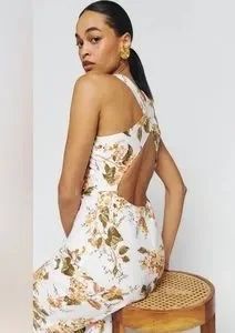 Reformation wunderschönes geblümtes Leinenkleid 12 (40) NEU (Neu