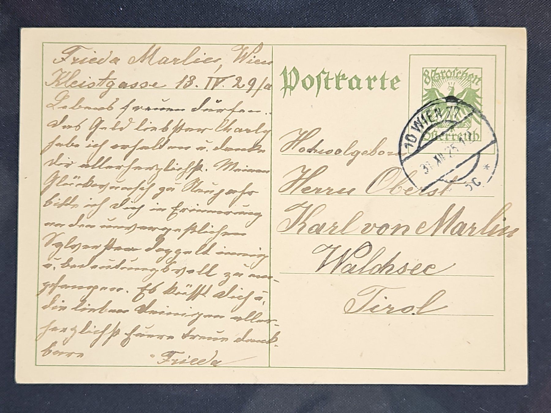 Tutti i francobolli: CL25 Carte Postale + Timbre Allemagne 1925 – Usato da Cousset venduto da Patrick_Collections