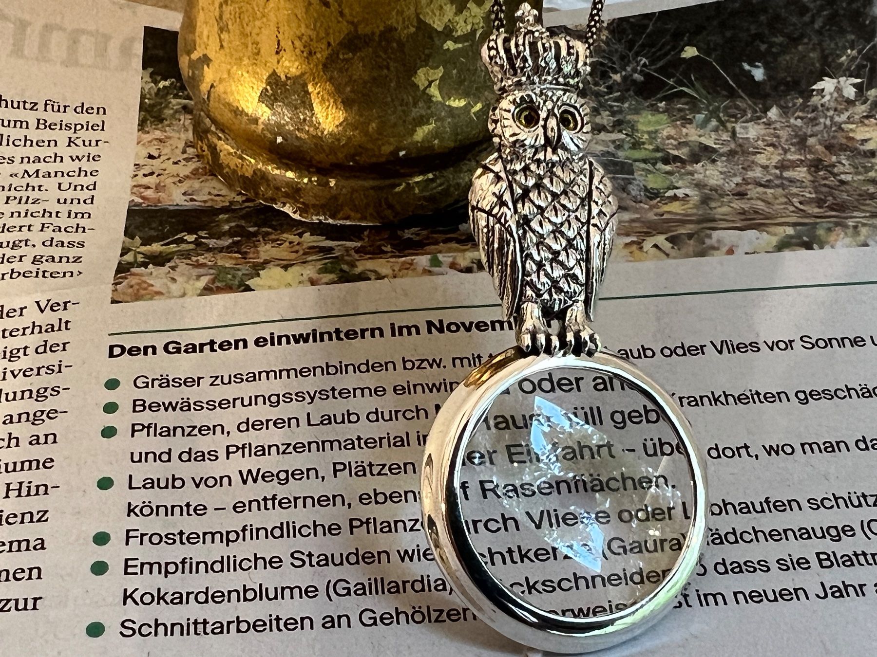 Ciondoli: Anhänger Lupe Eule Uhu mit Krone Sterling Silver 925 – Nuovo (secondo la descrizione) da Bern venduto da Jiffy 9